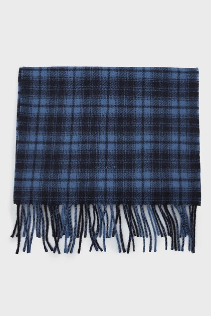 Чоловічий темно-синій картатий вовняний шарф CHECK WOVEN SCARF Gant OS 9920212 - Фото 2 Чоловічий темно-синій картатий вовняний шарф CHECK WOVEN SCARF Gant OS 9920212 - изображение 2