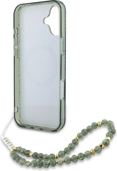 Панель Guess IML Flowers Allover Electro With Pearl Strap MagSafe для Apple iPhone 16 Plus Green (GUHMP16MHCPOFPA) - зображення 6