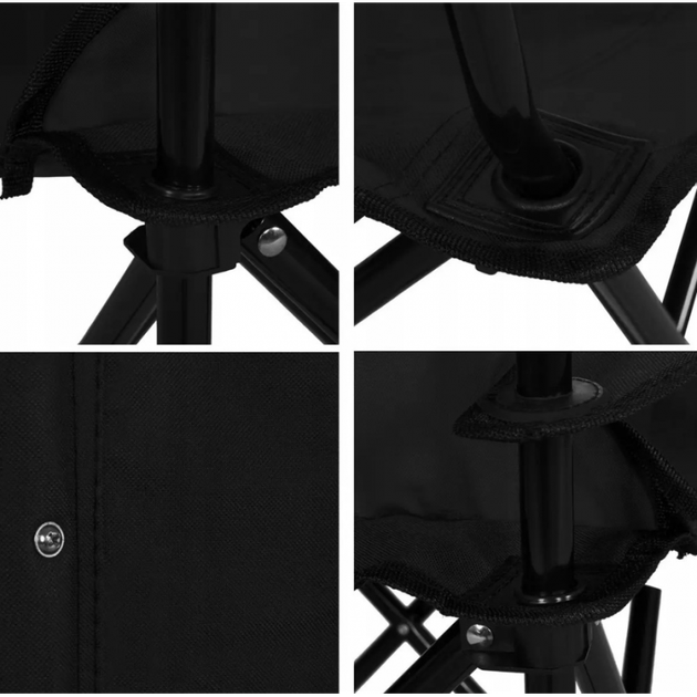 Розкладний туристичний стілець зі спинкою та підстаканником Camping Quad Chair HX 001 навантаження до 120 кг, 80×50×50 см, тканина Оксфорд 600D + ПВХ покриття, Чорний - зображення 3