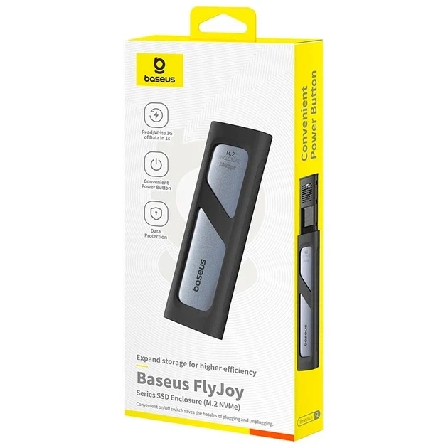 Корпус Baseus для SSD FlyJoy Series SSD Enclosure (M.2 NVMe) B00760600811-01 Grey - Фото 7 Корпус Baseus для SSD FlyJoy Series SSD Enclosure (M.2 NVMe) B00760600811-01 Grey - изображение 7