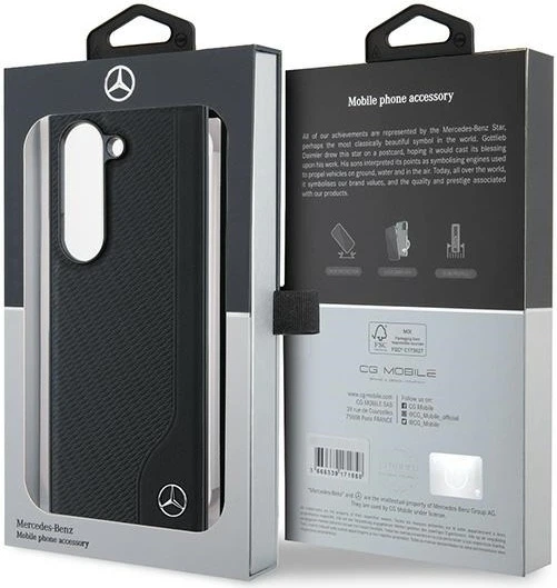 Панель Mercedes-Benz Leather Wood Imitation MagSafe для Samsung Galaxy Z Fold 6 Black (MEHMZFD623RBGVK) - зображення 7