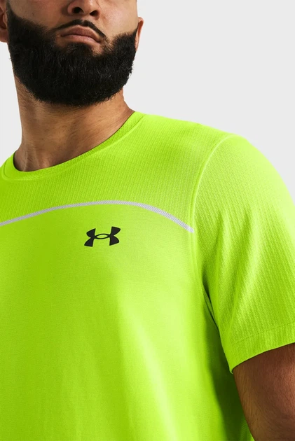 Чоловіча жовта футболка UA Rush Seamless Wordmark SS Under Armour S 1382799-731 - изображение 4