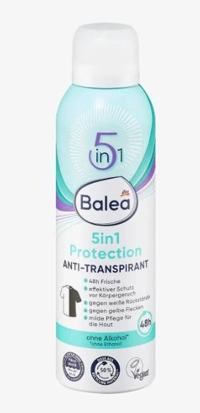 Антиперспирант Balea 5in1 Protection 200 мл – комплексная защита и уход без следов - Фото 1 Антиперспирант Balea 5in1 Protection 200 мл – комплексная защита и уход без следов - изображение 1
