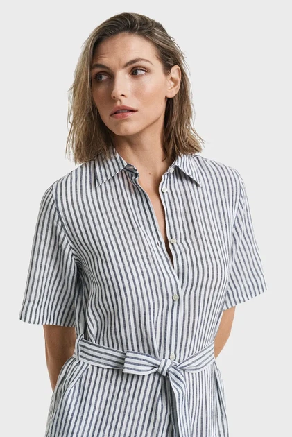 Жіноча лляна сукня у смужку REG LINEN STRIPED SHIRT DRESS Gant 36 4503391 - Фото 3 Жіноча лляна сукня у смужку REG LINEN STRIPED SHIRT DRESS Gant 36 4503391 - изображение 3