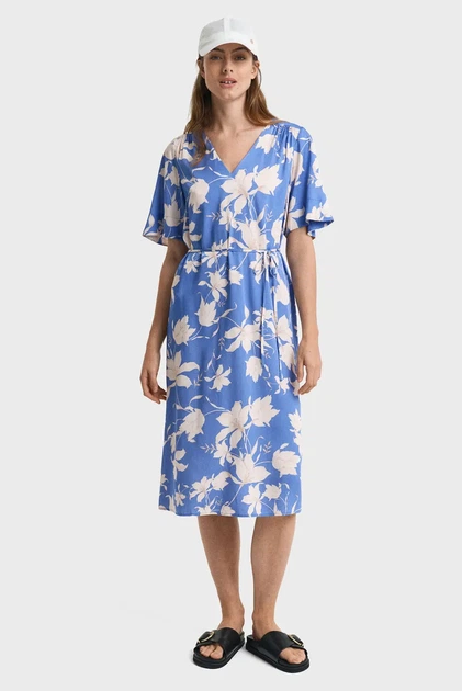 Жіноча синя сукня з візерунком REL FLORAL PRINT SS DRESS Gant 36 4503407 - изображение 3
