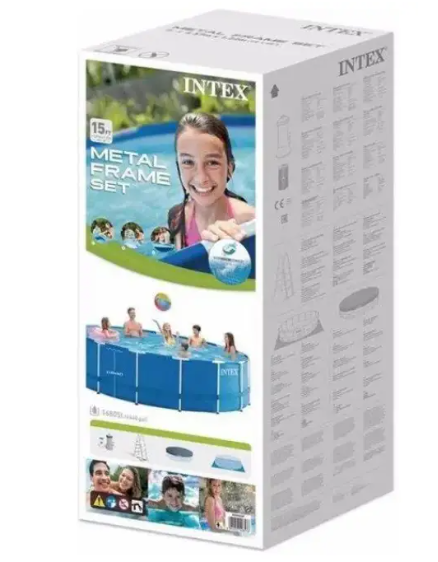 Бассейн большой каркасный, круглый, Intex 28242, размер 457-122 см, фильтр-насос, лестница, подстилка, тент, - изображение 5
