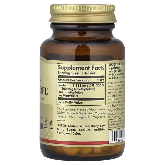 Фолат Solgar (Folate as metafolin) 1333 мкг DFE 100 таблеток (SOL-01945) - зображення 2