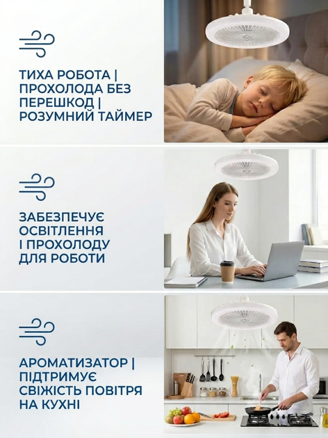 Лампа LED вентилятор под стандартный патрон E27, вентилятор на пульте управления, люстра с вентилятором люстра с вентилятором и пультом управления (COPY) - изображение 4
