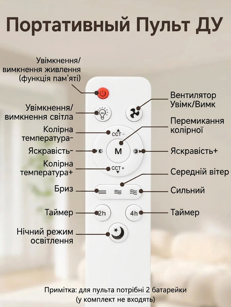 Лампа LED вентилятор под стандартный патрон E27, вентилятор на пульте управления, люстра с вентилятором люстра с вентилятором и пультом управления - изображение 7