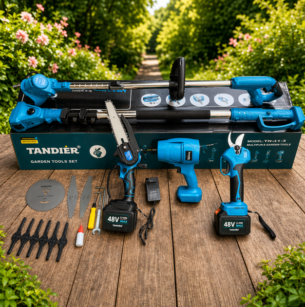 Набір електроінструментів акумуляторних 5в1 Makita 48V/6Ah (Міні пила + Штанга + Секатор + Тример садовий + Повітродувка) - Фото 8 Набір електроінструментів акумуляторних 5в1 Makita 48V/6Ah (Міні пила + Штанга + Секатор + Тример садовий + Повітродувка) - зображення 8