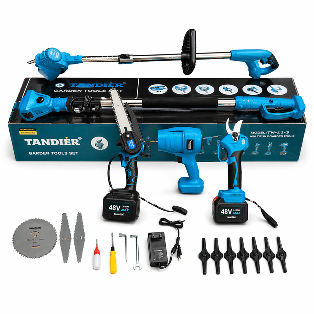 Набір електроінструментів акумуляторних 5в1 Makita 48V/6Ah (Міні пила + Штанга + Секатор + Тример садовий + Повітродувка) - Фото 9 Набір електроінструментів акумуляторних 5в1 Makita 48V/6Ah (Міні пила + Штанга + Секатор + Тример садовий + Повітродувка) - зображення 9