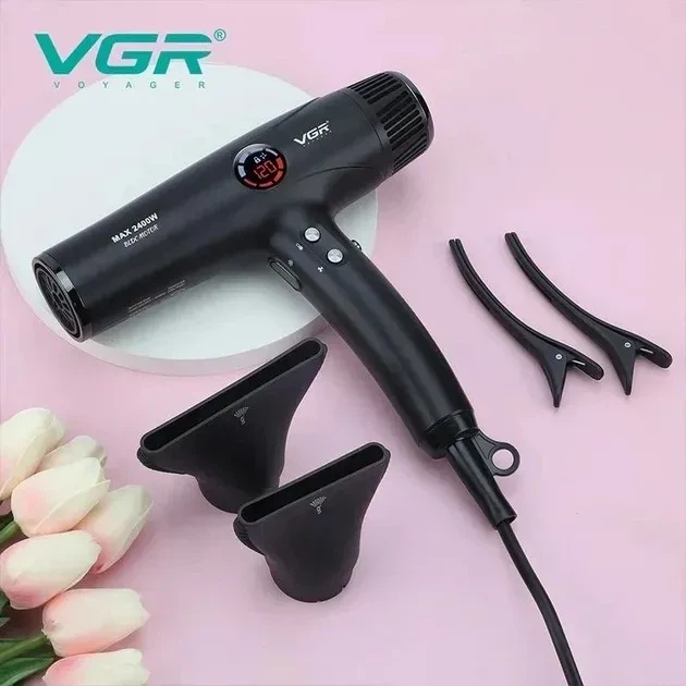 Професійний фен для волосся VGR V-469 BLACK — Безщітковий BLDC-мотор, 2400 Вт, 16 режимів та іонізація - зображення 2