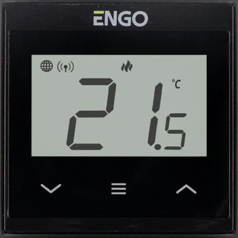 Termostat pokojowy Engo Controls E55-B bezprzewodowy Wi-Fi Czarny (5905481996482) - Zdjęcie 1 Termostat pokojowy Engo Controls E55-B bezprzewodowy Wi-Fi Czarny (5905481996482) - obraz 1