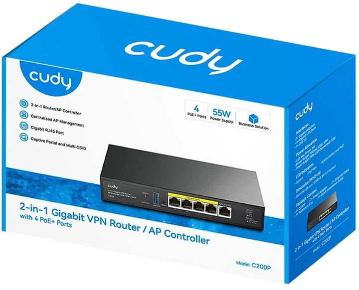 Kontroler punktu dostępowego Cudy C200P AP z 4 portami PoE+ (6971690793470) - obraz 9