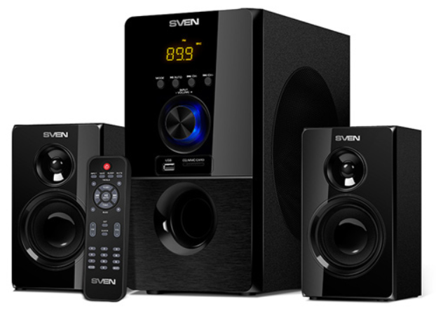 Колонки 2.1 SVEN Bluetooth акустическая система с сабвуфером 55 Вт USB SD FM LED дисплей черный пульт - изображение 8