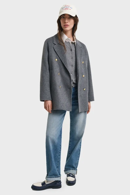 Жіноче сіре вовняне пальто HANDSTITCHED Gant L 4700383 - Фото 2 Жіноче сіре вовняне пальто HANDSTITCHED Gant L 4700383 - изображение 2
