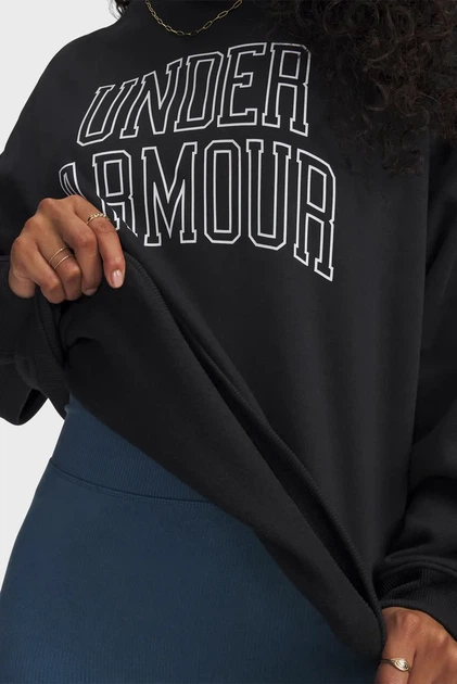 Жіночий чорний світшот Rival Flc OS Varsity Crew Under Armour M 6007880-001 - зображення 3