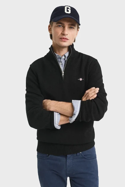 Чоловіча чорна кофта CASUAL COTTON HALF ZIP Gant XL 8030170 - Фото 1 Чоловіча чорна кофта CASUAL COTTON HALF ZIP Gant XL 8030170 - изображение 1