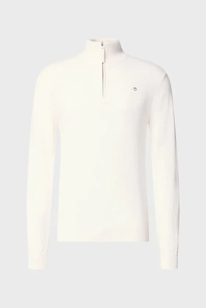 Чоловіча біла вовняна кофта SUPERFINE LAMBSWOOL HALF ZIP Gant XL 87213 - изображение 5