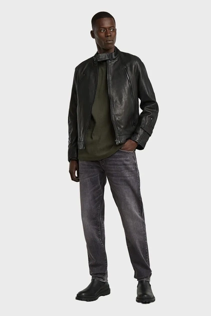 Чоловіча чорна шкіряна куртка Biker G-Star RAW M D27137,B508 - зображення 5