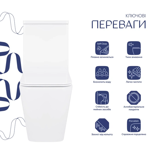 Унитаз-компакт Qtap Crow безободковый с сиденьем Soft-close QT05222170W - изображение 4
