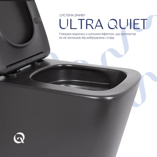 Унитаз подвесной Qtap Tern New Ultra Quiet с сиденьем с сиденьем Soft-Close MATT BLACK QT17332303ASMB - изображение 5