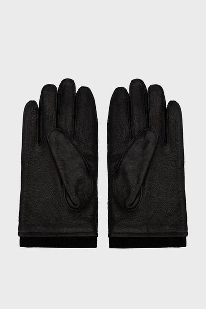 Чоловічі чорні шкіряні рукавички CASHMERE LINED LEATHER GLOVES Gant L 9930051 - изображение 2