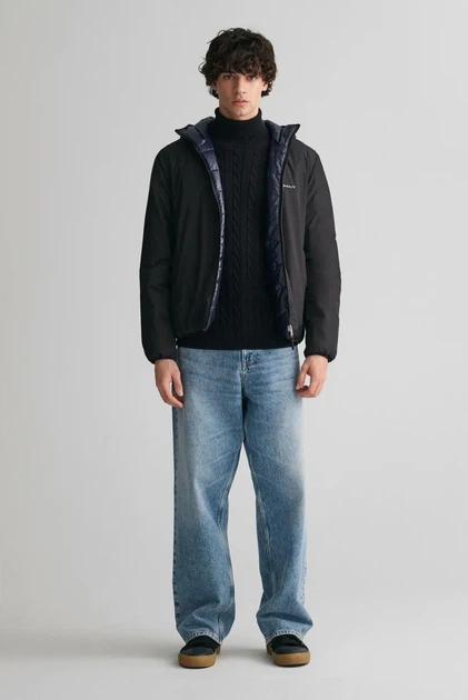 Чоловічий чорний гольф COTTON CABLE TURTLE NECK Gant S 8050607 - изображение 2
