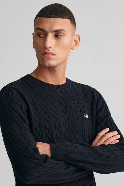 Чоловічий темно-синій джемпер COTTON CABLE C-NECK Gant XXL 8050601 - изображение 4