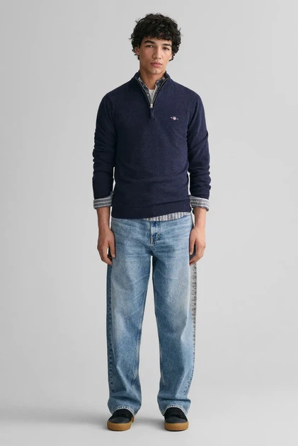 Чоловіча темно-синя вовняна кофта SUPERFINE Gant S 87213 - изображение 2