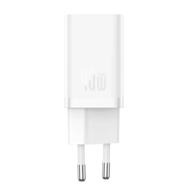 Мережевий зарядний пристрій Baseus GaN5 Pro 40W, USB-C + USB-A, PD швидка зарядка, компактний GaN адаптер для смартфонів, планшетів і ноутбуків, білий - Фото 4 Мережевий зарядний пристрій Baseus GaN5 Pro 40W, USB-C + USB-A, PD швидка зарядка, компактний GaN адаптер для смартфонів, планшетів і ноутбуків, білий - зображення 4