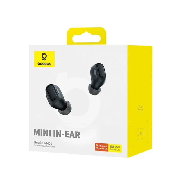 Навушники Baseus Bowie WM01 TWS Wireless Bluetooth 5.3, вакуумні, з мікрофоном, до 25 год роботи, чорні - Фото 2 Навушники Baseus Bowie WM01 TWS Wireless Bluetooth 5.3, вакуумні, з мікрофоном, до 25 год роботи, чорні - зображення 2