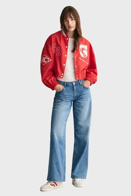 Жіночий червоний бомбер CROPPED VARSITY Gant L 4700308 - изображение 2