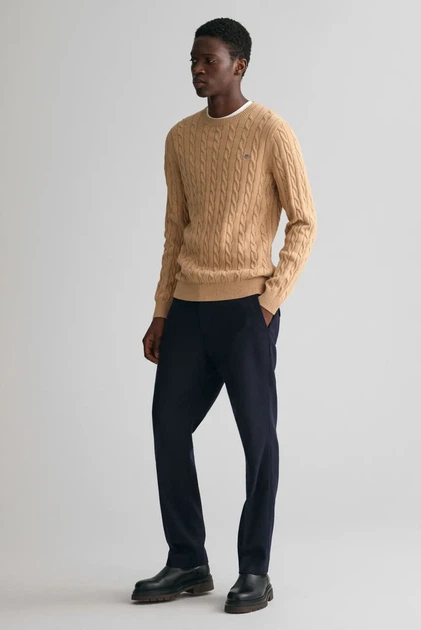 Чоловічий бежевий джемпер COTTON CABLE C-NECK Gant S 8050601 - изображение 2