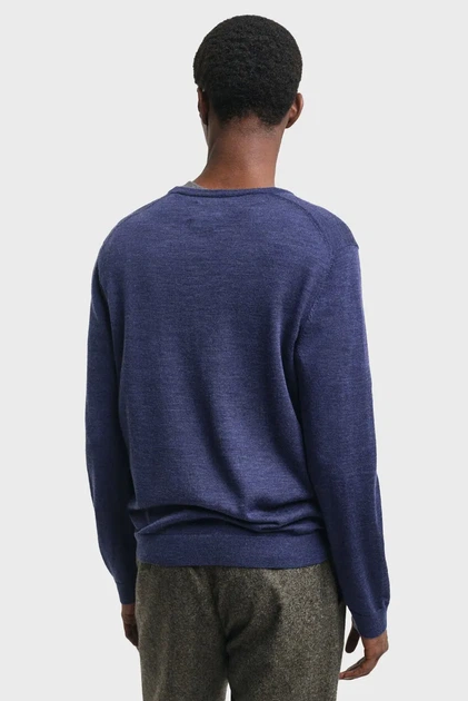 Чоловічий синій вовняний джемпер EXTRAFINE MERINO WOOL C-NECK Gant S 8050205 - изображение 3