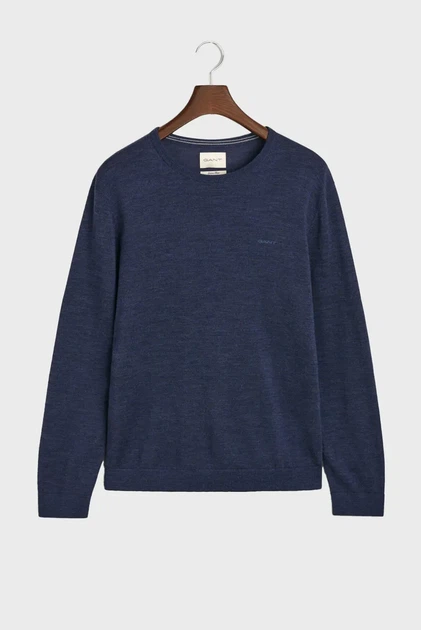 Чоловічий синій вовняний джемпер EXTRAFINE MERINO WOOL C-NECK Gant S 8050205 - изображение 5