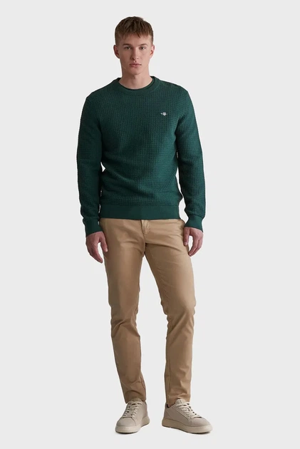 Чоловічий зелений джемпер COTTON TEXTURED C-NECK Gant XXL 8030213 - изображение 2