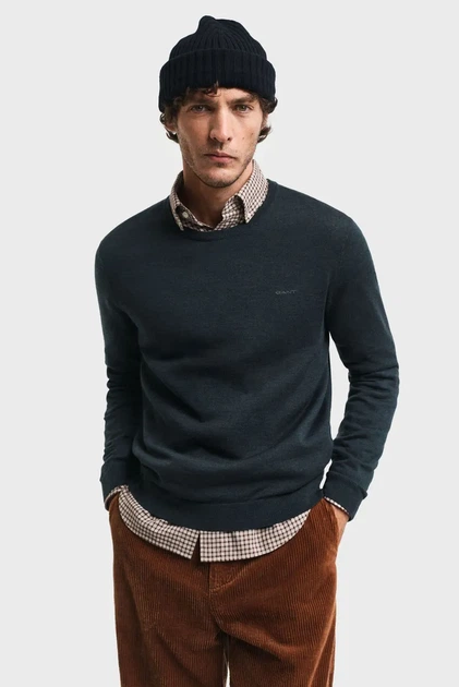 Чоловічий темно-зелений вовняний джемпер EXTRAFINE MERINO WOOL C-NECK Gant S 8050205 - Фото 1 Чоловічий темно-зелений вовняний джемпер EXTRAFINE MERINO WOOL C-NECK Gant S 8050205 - изображение 1