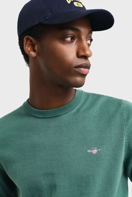 Чоловічий зелений джемпер CLASSIC COTTON C-NECK Gant L 8030561 - изображение 4