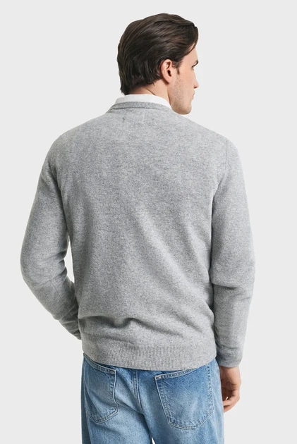 Чоловічий сірий вовняний джемпер SUPERFINE LAMBSWOOL C-NECK Gant L 87211 - Фото 3 Чоловічий сірий вовняний джемпер SUPERFINE LAMBSWOOL C-NECK Gant L 87211 - изображение 3