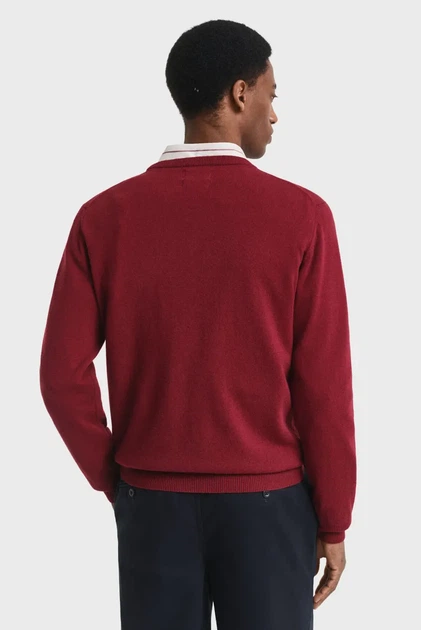 Чоловічий червоний вовняний джемпер SUPERFINE Gant M 87211 - изображение 3