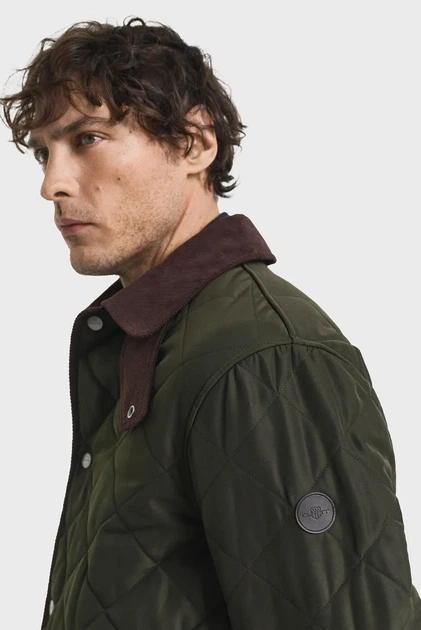 Чоловіча темно-зелена куртка QUILTED FLEECE Gant XL 7006545 - Фото 4 Чоловіча темно-зелена куртка QUILTED FLEECE Gant XL 7006545 - изображение 4