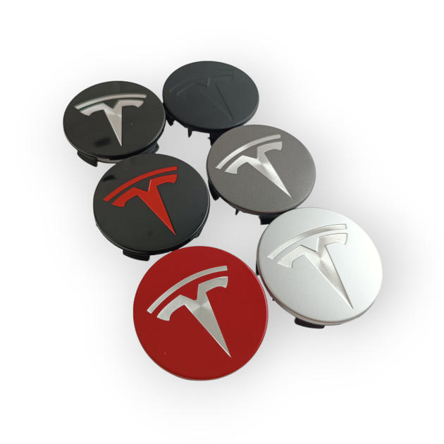 Комплект колпачков на диски Tesla ( 4шт), черный с красной эмблемой - изображение 4