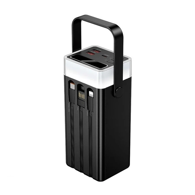 Повербанк HOCO DB103 65W fully compatible power bank with built-in cable and camping light 40000mAh, 2USB/1Type-C, PD/QC, 65W/3A, black - зображення 4
