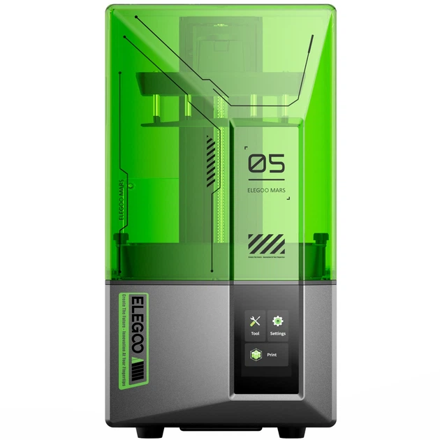 Друкарка 3D ELEGOO Mars 5 4K (LCD ±0.1 mm Chitubox MSLA 143х89х150 mm USB зелений) - Фото 1 Друкарка 3D ELEGOO Mars 5 4K (LCD ±0.1 mm Chitubox MSLA 143х89х150 mm USB зелений) - изображение 1