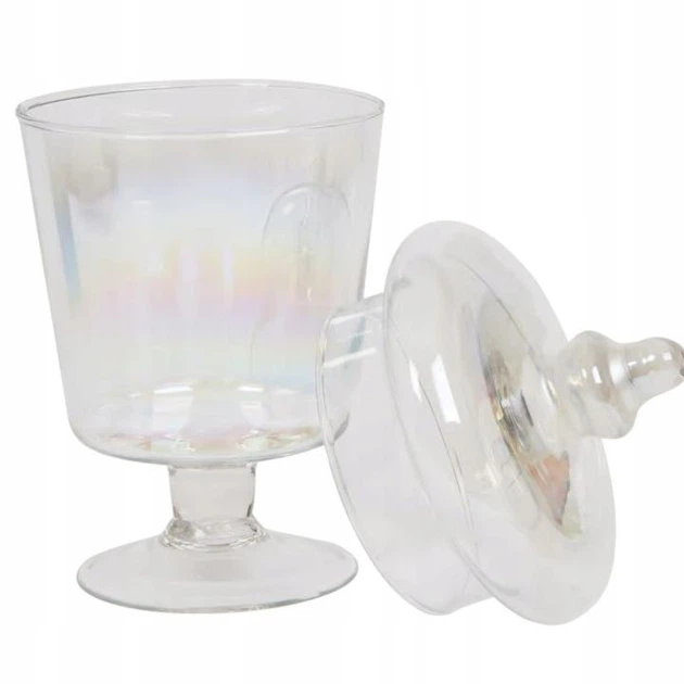 Бонбоньєрка скляна з іризацією, ваза для солодощів з кришкою Excellent Houseware 800мл - зображення 2