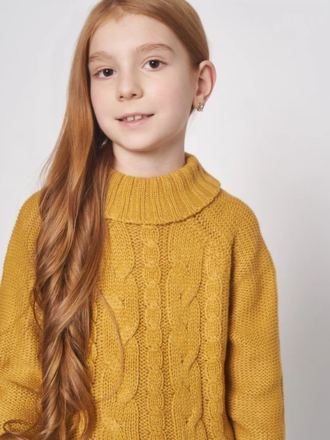 Детское вязаное платье для девочки Zippy 122-128 см (7-8 лет) Желтое - изображение 4