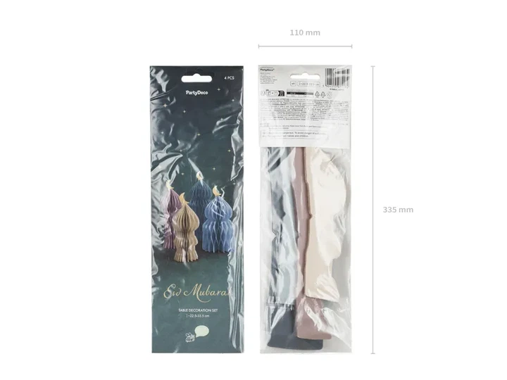 Zestaw dekoracyjnych figur PartyDeco Papierowe honeycomb Eid Mubarak kopuły  4 szt Mix kolorów (ZDP10) (5904555075184) - obraz 2