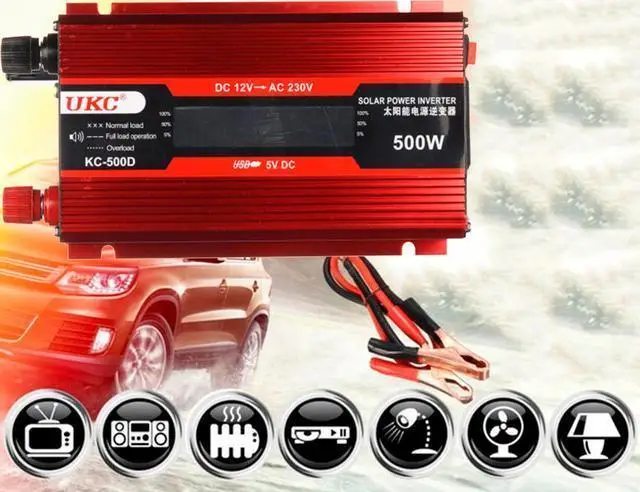 Перетворювач AC/DC KC-500D 500W+lcd, Інвертор у машину - зображення 4