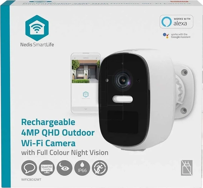 IP-камера Nedis SmartLife Wi-Fi Outdoor Camera Spotlight White (WIFICBO32WT) - зображення 2